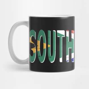 South Africa Text in Colors of the South African Flag Mug